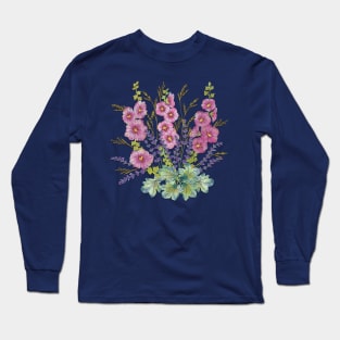 Summer Hollyhocks Long Sleeve T-Shirt